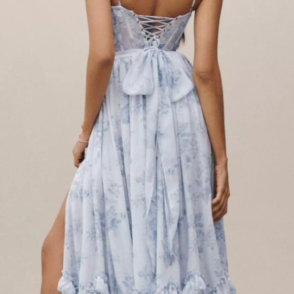 V. Chapman Carmen Corset Front-Slit Ruffled Gown - Picture 2 of 5